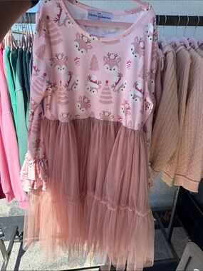 Adorable Sweetness Pink Tulle Tiered Dress for Kids